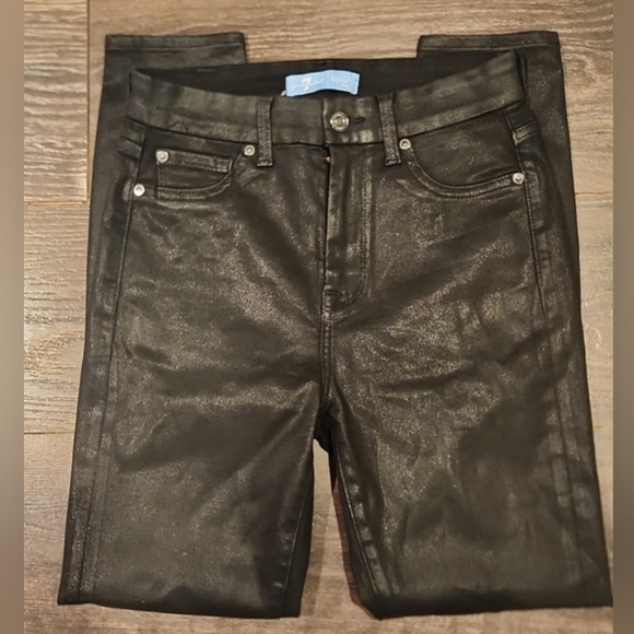 ❤️ NWOT! 7 FOR ALL MANKIND COATED ANKLE SKINNY JEANS, 2 (26) - Picture 1 of 7